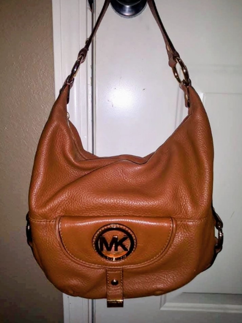 Michael Kors Tan Pebbled Leather Shoulder Hobo Bag